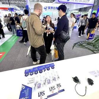Steady visitor traffic passes the SVI booth on the Electronica China 2026 show floor in Shanghai